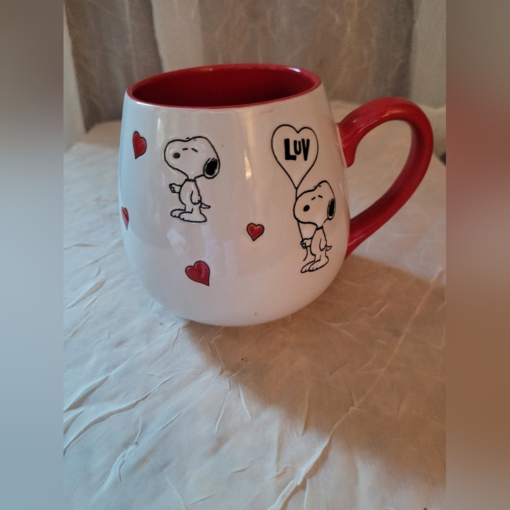 Peanuts Snoopy Valentines Luv Balloon 18 oz. Coffee Mug w/Red Handle